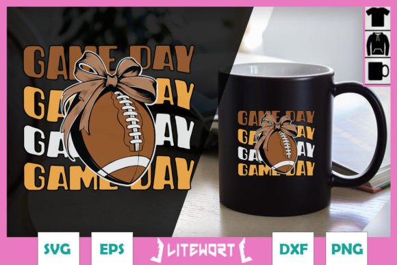 Football Mom Game Day Retro Football SVG