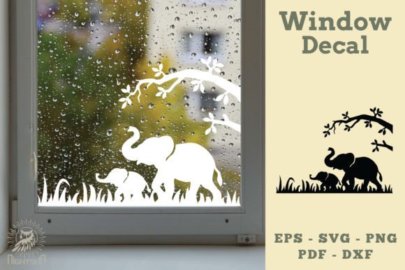 Mom and Baby Elephant Decal: Graphics for Crafts