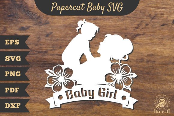 Mom and Baby Girl Papercut SVG 2