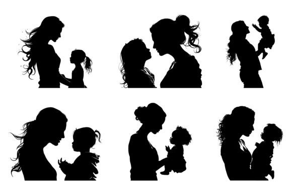 Mom and Baby Silhouette: Essential Graphics for Crafts