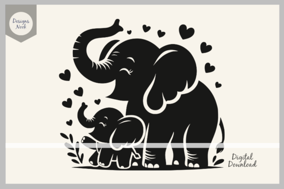 Mom & Baby Elephant SVG: Graphics for Crafts