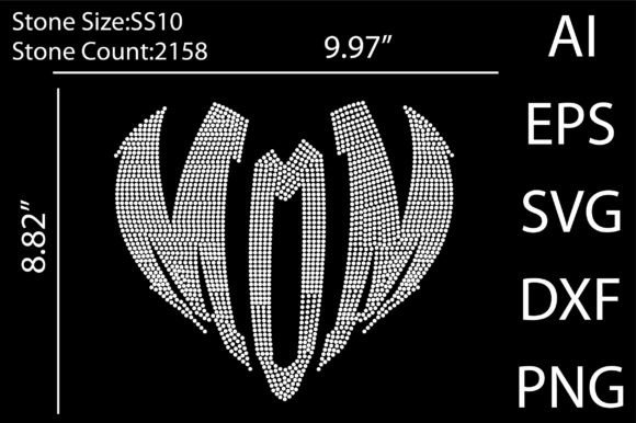 Mom Heart Rhinestone Template: Graphics for Crafts